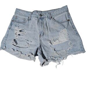 Song Perfect Super High Rise Jean Shorts Womens Size 15 Ripped Light Wash Denim